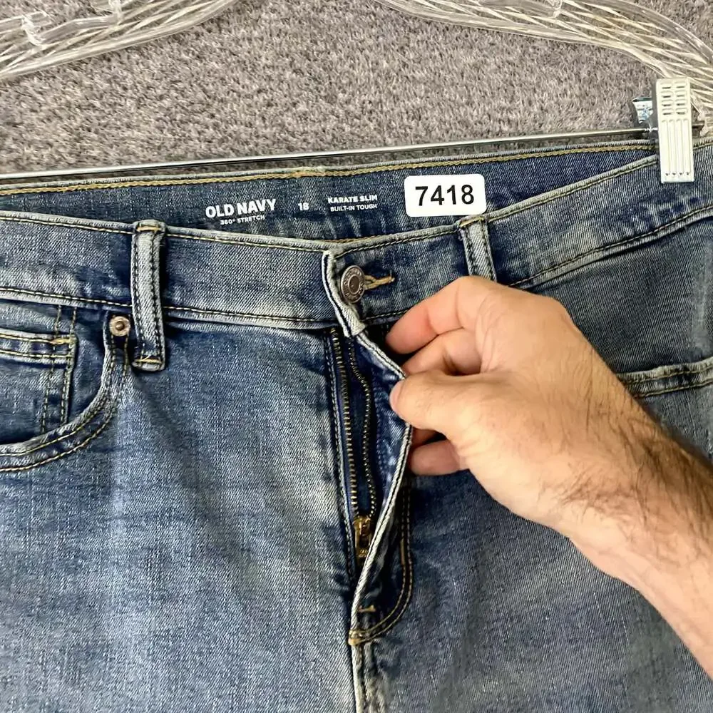 Old Navy Boys Size 18 Blue Stretch Denim Karate Slim Straight Leg Jeans